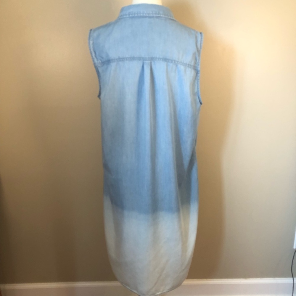 beachlunchlounge Light Blue to White Ombre Sleeveless Chambray Dress - Picture 2 of 10